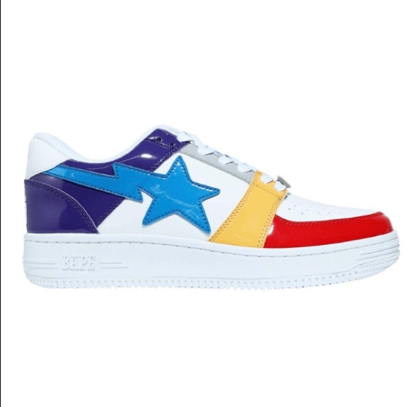 a bathing ape bapesta low crazy white